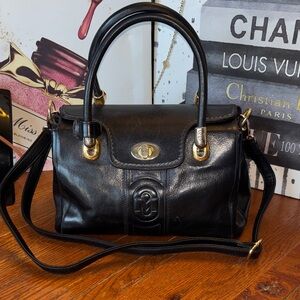 Vintage Marino Orlandi Black Leather Structured Satchel – Made in Italy